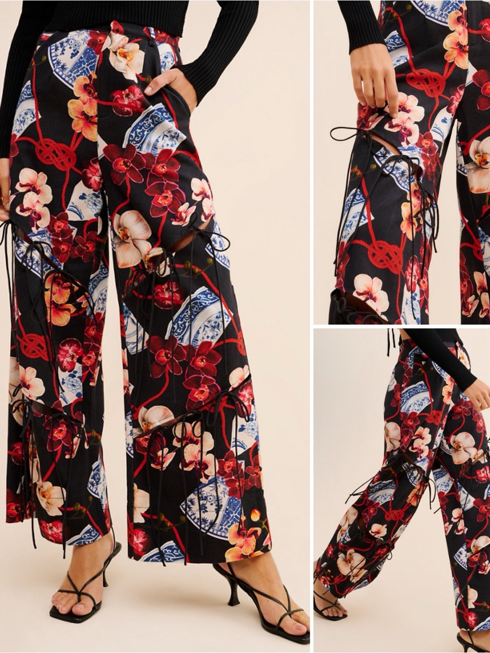 Allina Liu Twig Cutout Wide Leg Pants
